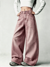 Pembe Angel Wings Y2K Pembe Baggy Jean