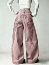 Pembe Angel Wings Y2K Pembe Baggy Jean