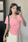 Pembe Basic Kısa Kollu Crop