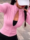 Pembe Benz Fermuarlı Spor Bluz  Hırka
