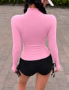 Pembe Benz Fermuarlı Spor Bluz  Hırka
