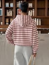 Pembe Çizgili Hood 3 İplik Dijital Sweatshirt