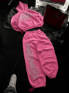 Pembe Confidence Detaylı Baggy Unisex Eşofman Takımı