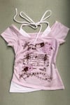 Pembe Nuit Magique Madonna Yaka Ek Askılı Kısa Kollu Full Body Crop