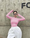 Pembe Parmak Geçirmeli Body Suit