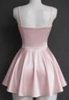 Pembe Saten Drape Detaylı İp Askılı Elbise