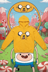 Sarı Adventure Time Jack Y2K Unisex Hırka