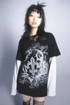 Siyah Abstract Pattern Beyaz Kollu Uzun Kollu Unisex T-shirt