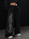 Siyah Angel Taşlı Baggy Premium Unisex Eşofman Altı