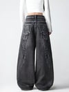 Siyah Angel Wings Y2K Pembe Baggy Jean