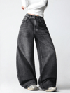 Siyah Angel Wings Y2K Pembe Baggy Jean