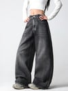 Siyah Angel Wings Y2K Pembe Baggy Jean