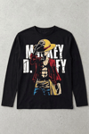 Siyah Anime One Piece Monkey D. Luffy Y2K Unisex Sweatshirt