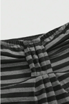 Siyah Antrasit Çizgili Twist Y2K Straplez Crop