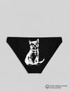 Siyah Cat Baskılı Bikini Kalıp Külot