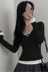 Siyah Dantelli Fiyonklu Ekli Y2K Uzun Kollu Crop