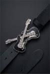 Siyah Double Guitar Gotik Deri Kemer