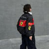 Siyah F1 Ferrari Racing Retro Unisex Bomber Ceket