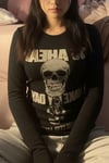Siyah Gotik Harajuku Go Ahead Make My Day Y2K Uzun Kollu Crop Crop