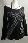 Siyah Gotik Skull Askılı Y2K Uzun Kollu Crop