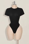 Siyah Gotik Skulls Control Transparan Kısa Kollu Çıtçıtlı Body
