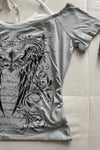 Siyah Gotik Wing Note Y2K Kısa Kollu Crop
