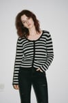 Siyah Gri Çizgili Grunge Y2K Stili Triko Hırka
