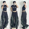 Siyah-Haki Zipper Detail Premium Baggy Jean Unisex Oversize Pantolon