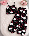 Siyah Hello Kitty Cloudy 2'li Peluş Atletli Takım