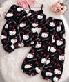 Siyah Hello Kitty Cloudy 3'lü Peluş Hırkalı Takım