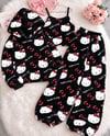 Siyah Hello Kitty Cloudy 3'lü Peluş Sweatli Takım