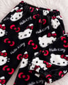 Siyah Hello Kitty Cloudy 3'lü Peluş Sweatli Takım