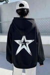 Siyah Kapüşonlu Sırt Baskılı Acthem Yazılı Yıldız Sweatshirt