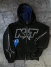 Siyah NXT Taş Detaylı Oversize Fermuarlı Hoodie