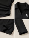 Siyah Polo Yaka Fitilli Premium Uzun Kollu Bluz