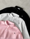 Siyah Polo Yaka Nakış Detaylı Basic Oversize Unisex Sweatshirt