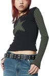 Siyah Raglan Haki Star Uzun Kollu Crop