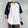 Siyah Raglan Kollu Beyaz Basic Unisex T-Shirt
