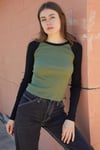 Siyah Raglan Kollu Yeşil Basic Uzun Kollu Crop