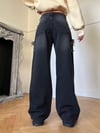 Siyah Retro Yıldız Detaylı Baggy Pantolon