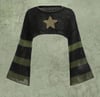 Siyah Star Haki Şeritli Crop Bolero