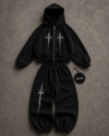 Siyah Sword Sain Baggy Kalıp Unisex Eşofman Takımı