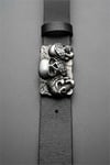 Siyah The Three Wise Skulls Belt Deri Kemer