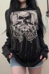 Siyah Tribal Skulls Gotik Y2K Unisex Sweatshirt