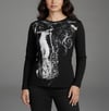 Siyah Vintage Angel Affliction Cyber Grunge Y2K Uzun Kollu Crop