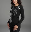Siyah Vintage Angel Affliction Cyber Grunge Y2K Uzun Kollu Crop