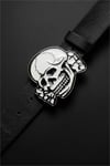 Siyah White Enamel Skull Deri Kemer