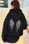 Siyah Wing Sırt Dantel Kanat Detaylı Sweat Sweatshirt