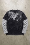 Siyah Yıkamalı Skull Motifli Beyaz Unisex Sweatshirt