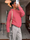 Toz Pembe Çizgili Hood 3 İplik Dijital Sweatshirt